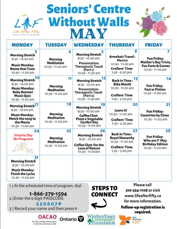 SCWW Program Schedule for May